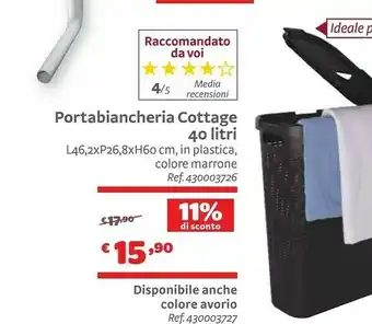 Bricocenter Portabiancheria Cottage 40 Litri offerta