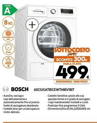 Expert Bosch Asciugatrice WTH85V18IT offerta