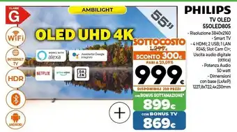 Expert Philips 55OLED805/12 TV 139,7 Cm (55") 4K Ultra HD Smart TV Wi-Fi Grigio offerta