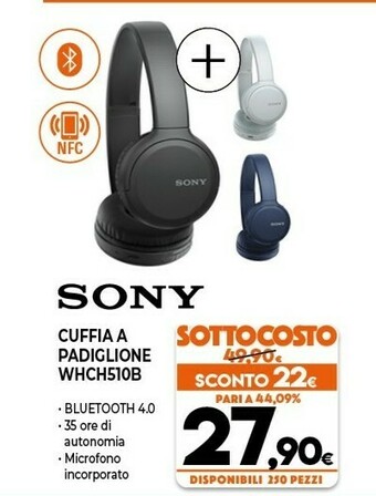Expert Sony WH-CH510 Cuffia Padiglione Auricolare USB Tipo-C Bluetooth Nero offerta
