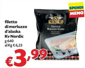 Pam Kv nordic Filetto Di Merluzzo D'Alaska Congelato 640 G(ml) offerta