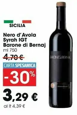 Carrefour Market Barone Nero d'Avola offerta