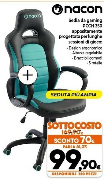 Expert Nacon PCCH-350 Sedia Per Videogioco Sedia Per Gaming Universale Seduta Imbottita offerta