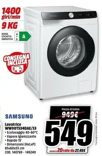 MediaWorld Samsung Lavatrice offerta