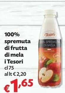 Pam I tesori 100% Spremuta Di Mela 750 G(ml) offerta