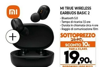 Expert Xiaomi Mi True Wireless Earbuds Basic 2 Cuffie Auricolare Nero Bluetooth offerta