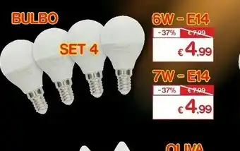 Satur Set 4 Lampadine Led Bulbo 6W - E14 offerta