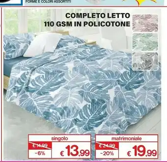 Satur Completo Letto 110 Gsm In Policotone Singolo offerta