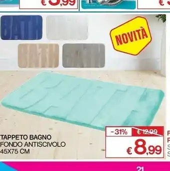 Satur Tappeto Bagno Fondo Antiscivolo 45x75 Cm offerta