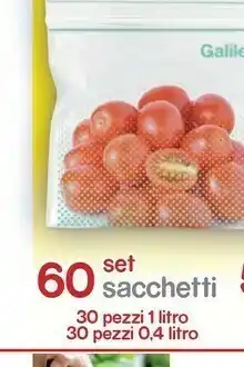 Satur Galileo Set 60 Sacchetti 30 Pezzi 1 Litro 30 Pezzi 0,4 Litro offerta