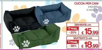 Satur Cuccia Per Cani Imbottita In Tessuto 38x46x15 Cm offerta