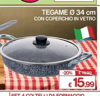 Satur Tegame 34 Cm Con Coperchio In Vetro offerta