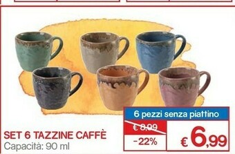Satur Set 6 Tazzine Caffè offerta