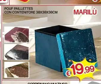 Satur Marilu Pouf Paillettes Con Contenitore 38x38x38cm offerta