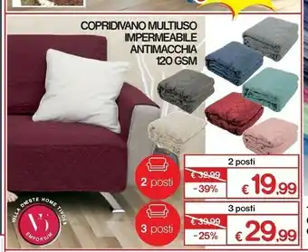 Satur Copridivano Multiuso Impermeabile Antimacchia 120 GSM 2 Posti offerta