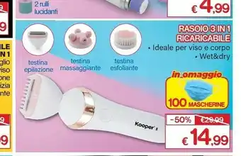 Satur Kooper Rasoio 3 In 1 Ricaricabile offerta