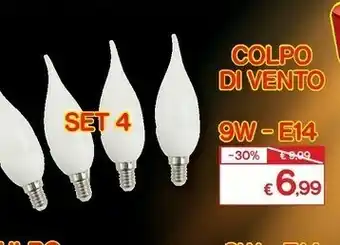 Satur Set 4 Lampadine Led Colpo Di Vento 9W-E14 offerta