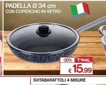 Satur Padella 34 Cm Con Coperchio In Vetro offerta