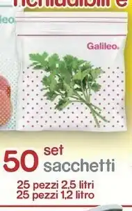 Satur Galileo Set 50 Sacchetti 25 Pezzi 2,5 Litri 25 Pezzi 1,2 Litri offerta