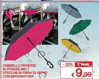 Ombrello Reverse In Pongee 190 T Stecche In Fibra Di Vetro Con Impugnatura