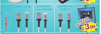 Satur Kooper Cavo Ricarica Rapida Mini USB offerta