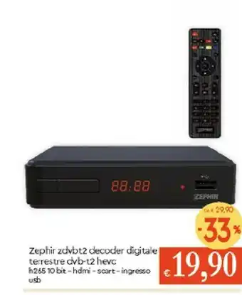 Zephir ZDVBT2 Decoder Digitale Terrestre DVB-T2 HEVC