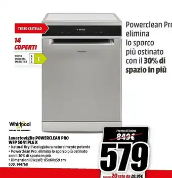 MediaWorld Whirlpool Lavastoviglie offerta