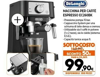 Expert DeLonghi Macchina Per Caffe Espresso EC260BK offerta
