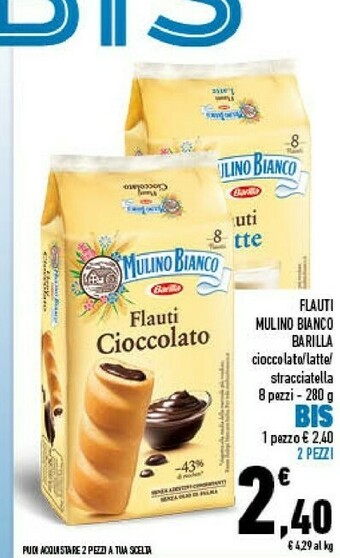 Conad Mulino Bianco Flauti Al Latte 280 G(ml) offerta