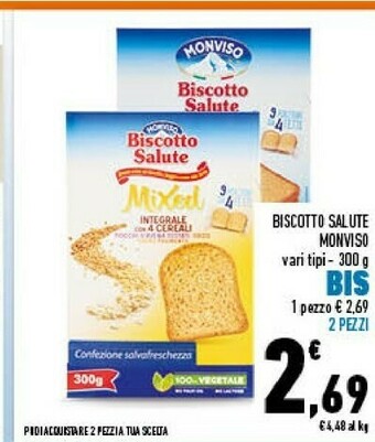 Conad Monviso Biscotto Salute Integrale Con 4 Cereali 300 G(ml) offerta