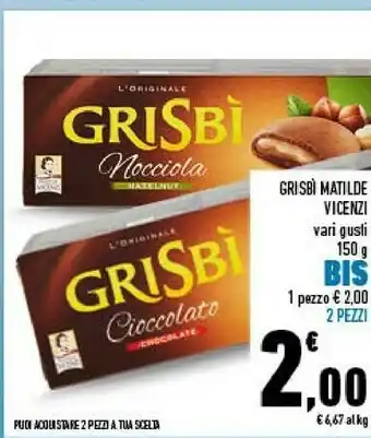 Conad Matilde Vicenzi Grisbì Nocciola 150 G(ml) offerta