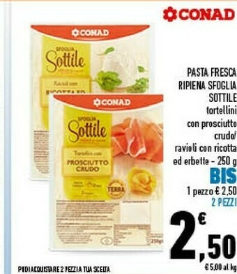 Conad Conad - Ravioli Con Ricotta Ed Erbette Sfoglia Sottile 250 G(ml) offerta