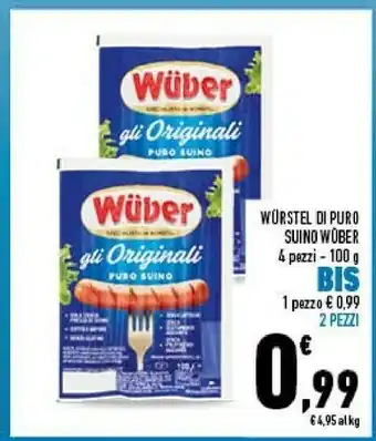 Conad Wuber Wurstel Di Puro Suino offerta