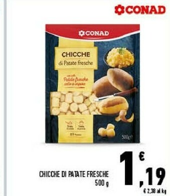 Conad Conad - Chicche Di Patate Fresche Con Sole Patate Fresche Cotte A Vapore 500 G(ml) offerta