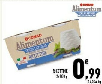Conad Conad - Ricottine Alimentum Conad 200 G(ml) offerta