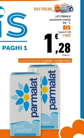 Conad Parmalat Latte parzialmente scremato offerta