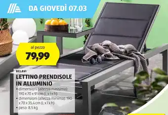 ALDI BELAVI LETTINO PRENDISOLE IN ALLUMINIO offerta