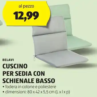 ALDI BELAVI CUSCINO PER SEDIA CON SCHIENALE BASSO offerta