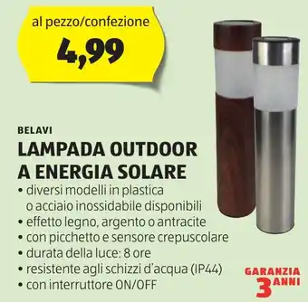 ALDI BELAVI LAMPADA OUTDOOR A ENERGIA SOLARE offerta