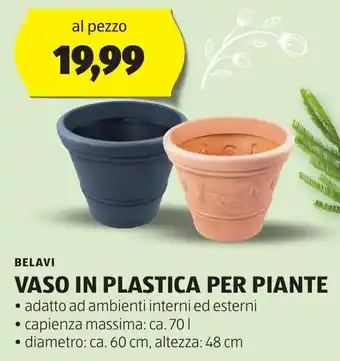 ALDI BELAVI VASO IN PLASTICA PER PIANTE offerta