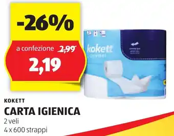 ΚΟΚΕΤΤ CARTA IGIENICA 2 veli 4x600 strappi