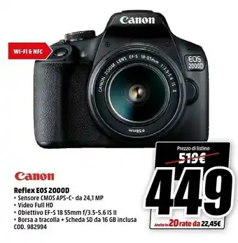 MediaWorld Canon Fotocamere reflex offerta