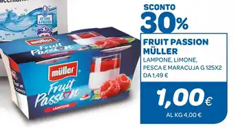 Ekom FRUIT PASSION MÜLLER LAMPONE, LIMONE, PESCA E MARACUJA G 125X2 offerta