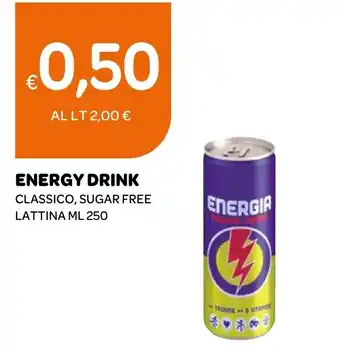Ekom ENERGY DRINK CLASSICO, SUGAR FREE LATTINA ML 250 offerta