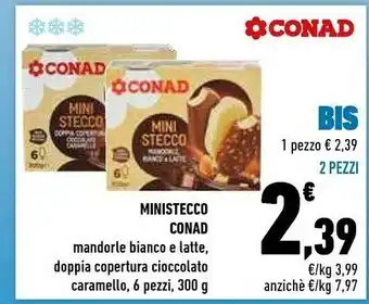 Conad Conad Mini Stecco Mandorle Bianco E Latte offerta