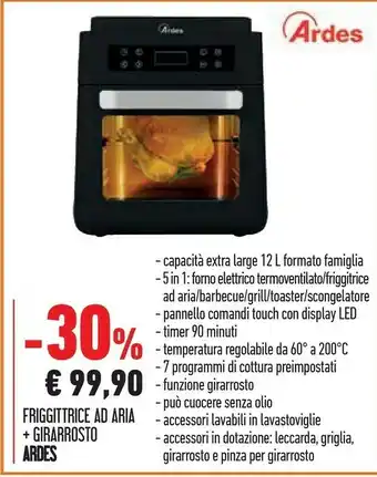 Conad Ardes Friggitrice Ad Aria + Girarrosto offerta
