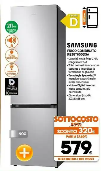 Expert Samsung RB38T600DSA Frigorifero Con Congelatore Libera Installazione 385 L D Argento offerta