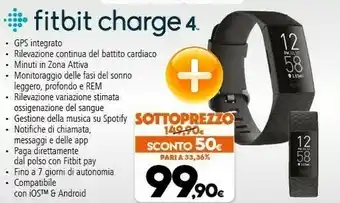 Expert Fitbit Charge 4 Braccialetto Per Rilevamento Di Attività Nero, Blu offerta