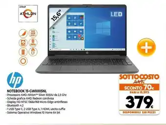 Expert HP 15-gw0005nl Computer Portatile 39,6 Cm (15.6") HD AMD Athlon Silver 8 GB DDR4-SDRAM 256 GB SSD Wi-Fi 5 (802.11ac) Windows offerta