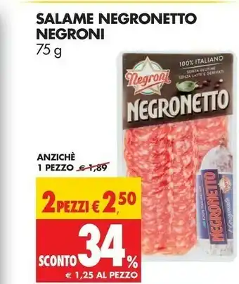 Tigros Negroni Salame offerta